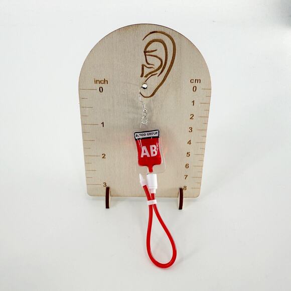 Fake Blood Bag Earrings, Vampire Dangle Earring, Nurse Earrings, Donor Earrings - Picture 4 of 4